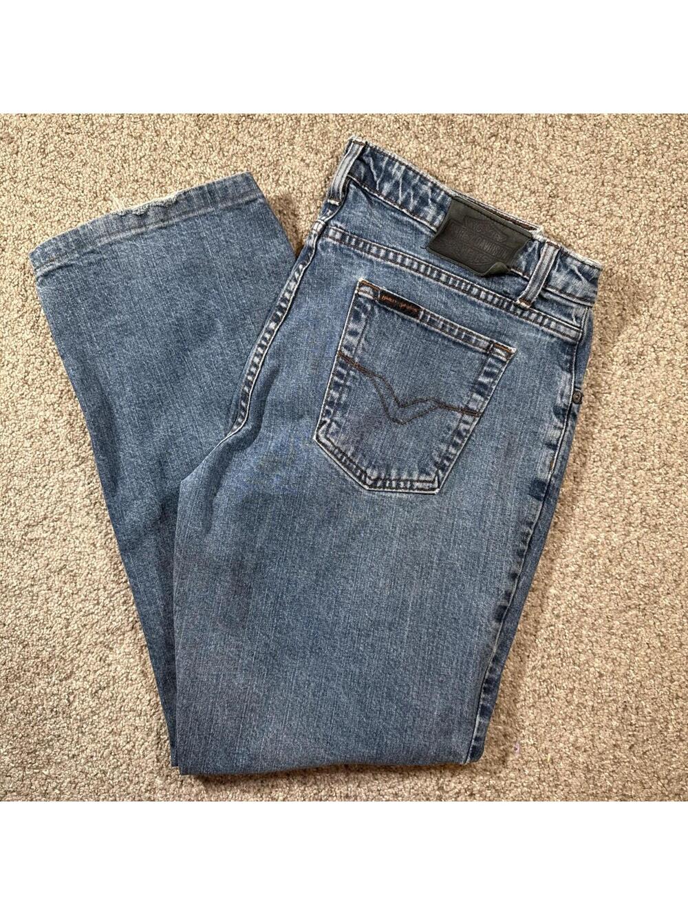 Vintage Harley Davidson Bootcut Jeans Women's Stretch Blue Denim Size 16 Y2K